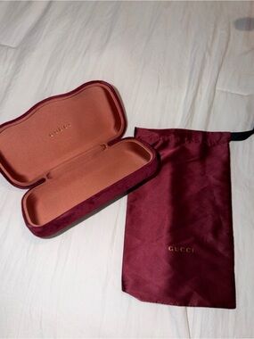 Gucci Wine Red Velvet Glasses Case with Matching Pouch